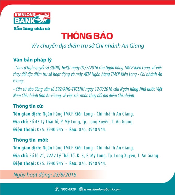 Mẫu thông báo chuyển văn phòng công ty