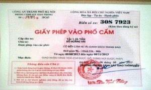 Giấy phép lái xe đi vào phố cấm