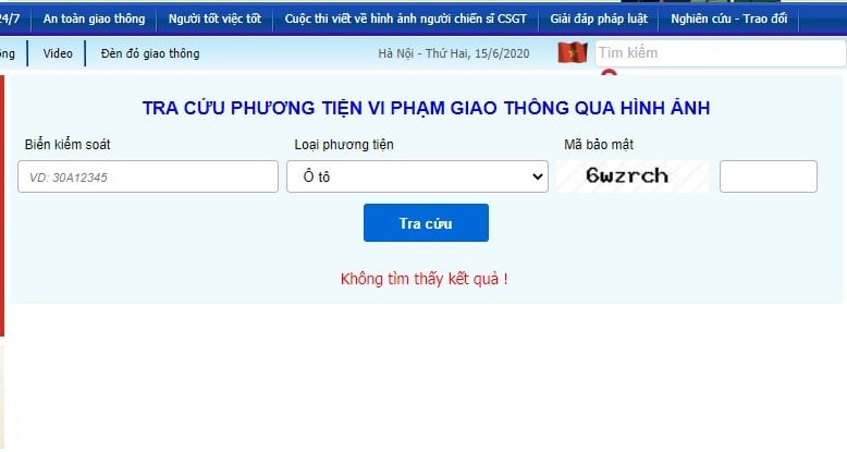 Tra cứu thông tin phạt nguội