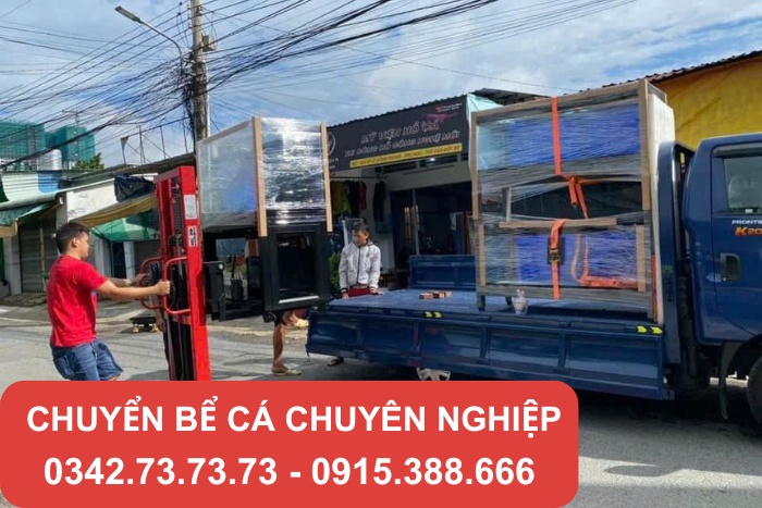 Thành Hưng chuyển bể cá cảnh bằng thiết bị và xe tải hiện đại